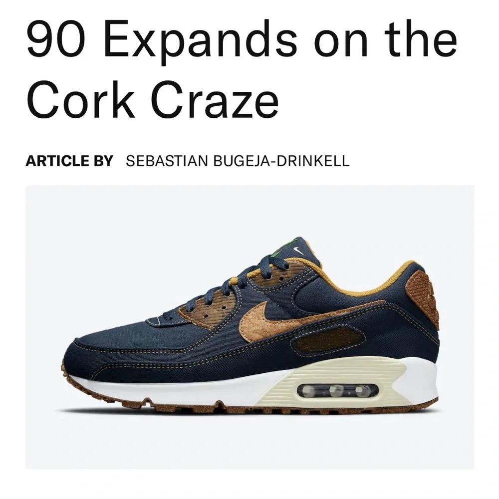 Nike Denim and Cork Fig 5 Air Max 90 Sneakers - Picture 2 of 10